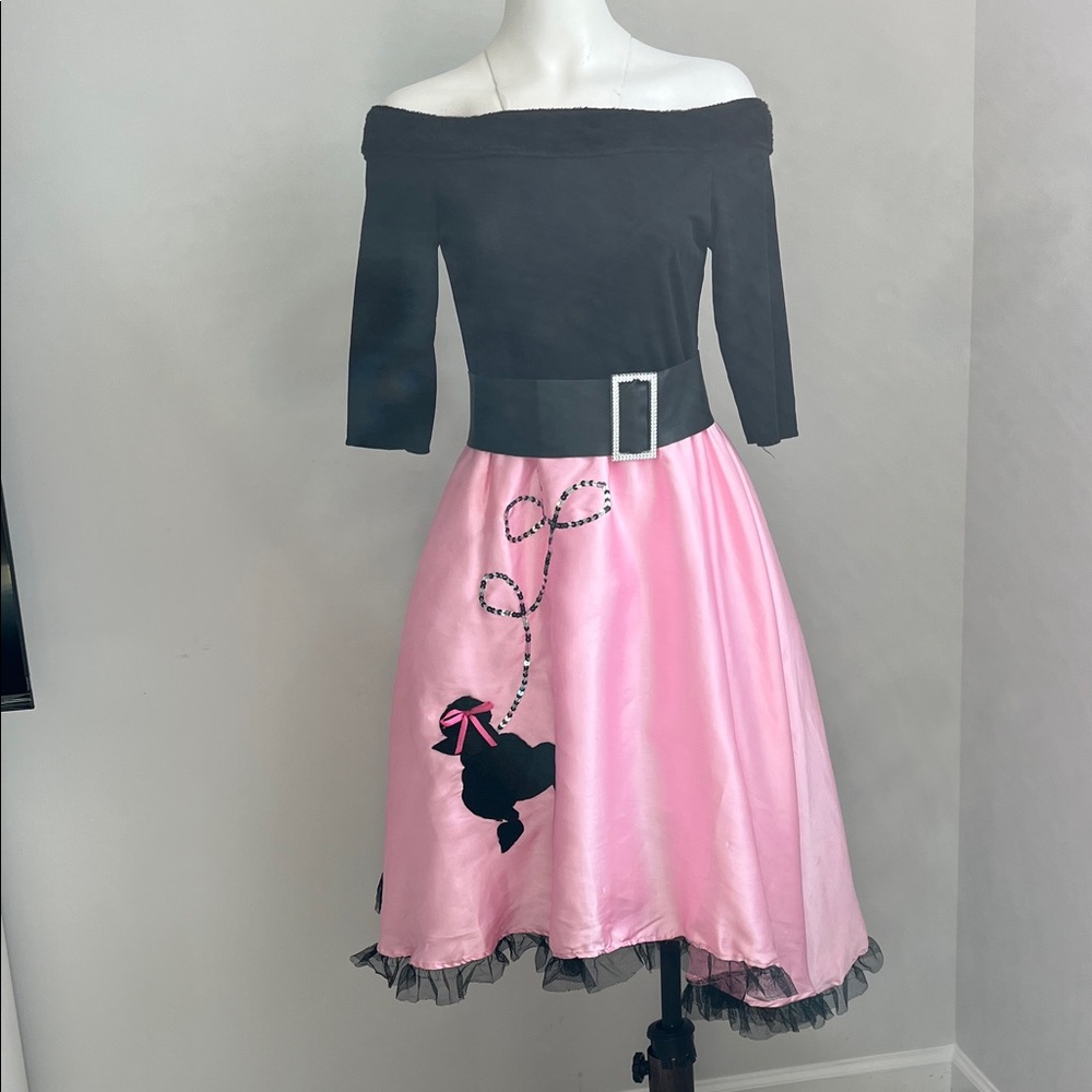 Elegant Black and Pink Off-Shoulder Skirt